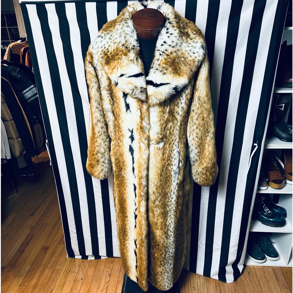 Pamela McCoy Full Length Bobcat Lynx Faux Fur Coat